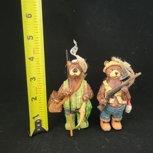 2 - NWT Outdoors Hunting and Fishing Bears 4" Figurines Holiday Elegance brand